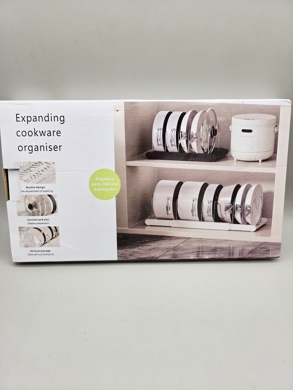Expanding Cookware Organizer - Black, NIB